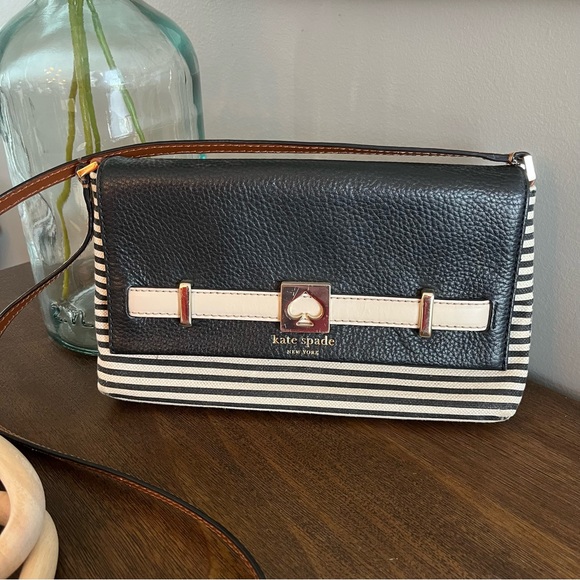 kate spade Bags Kate Spade Stripe Leather Crossbody Bag Poshmark